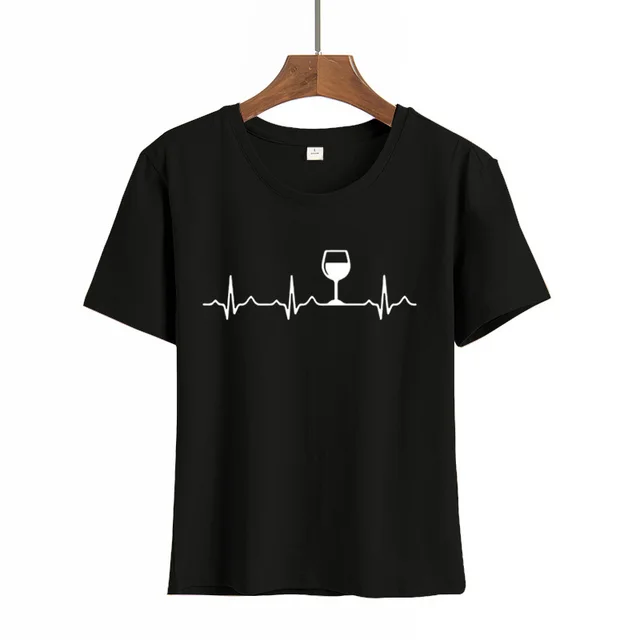 Women's Printed Round Neck Short Sleeve T shirt Blouse Black - Shop at LoveMi