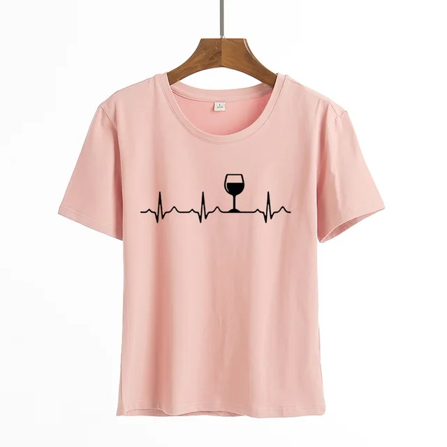 Women's Printed Round Neck Short Sleeve T shirt Blouse Pink - Shop at LoveMi