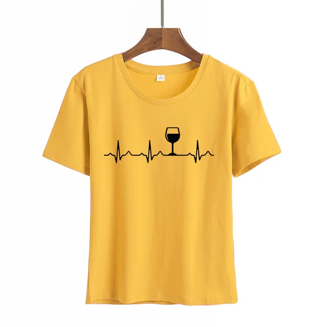 Women's Printed Round Neck Short Sleeve T shirt Blouse Yellow - Shop at LoveMi