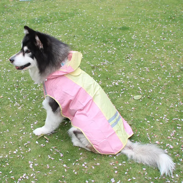 Big Dog Cloak Raincoat With Reflective Strips Husky Pug Pet Raincoat Pink - Shop at LoveMi