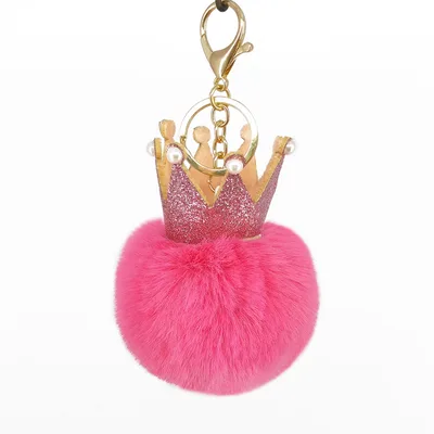 Fur Ball Keychain Pendant Artificial Leather Fur Bags Claret Red - Shop at LoveMi