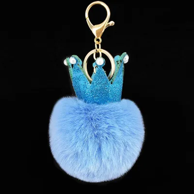 Fur Ball Keychain Pendant Artificial Leather Fur Bags Light Blue - Shop at LoveMi