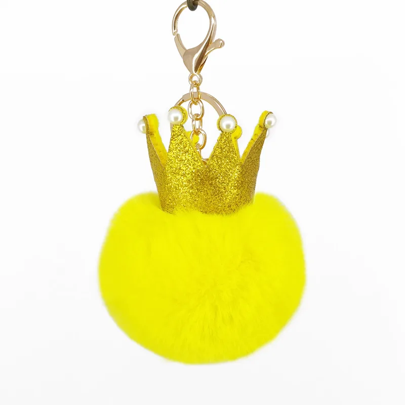 Fur Ball Keychain Pendant Artificial Leather Fur Bags - Yellow