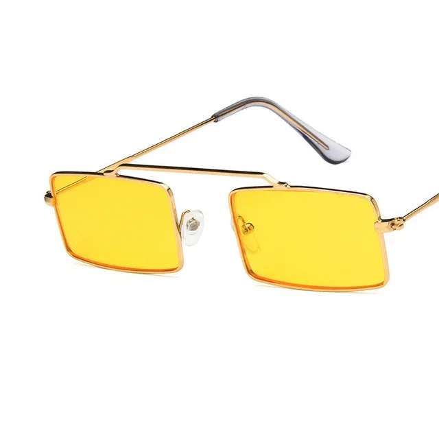 Vintage Metal Small Square Sunglasses Harajuku Trend Yellow - Shop at LoveMi