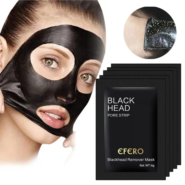 Bamboo Charcoal Blackhead Unisex Blackhead Peeling Mask Nose Black 5Pcs - Shop at LoveMi