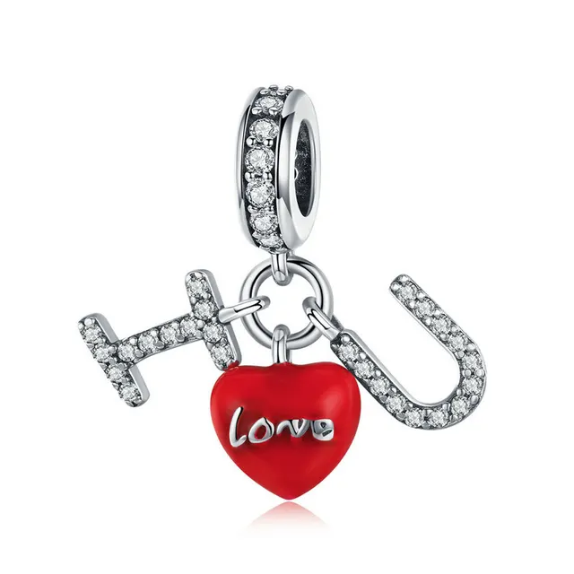 I LOVE YOU Lady Beaded Bracelet Accessory Silver Pendant White - Shop at LoveMi