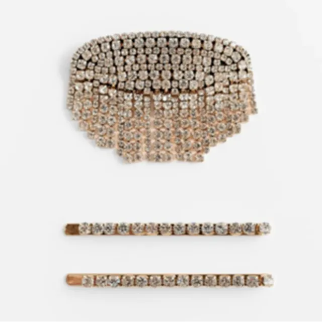 Retro Diamond Hairpin Set One Word Clip Side Clip Metal - Shop at LoveMi