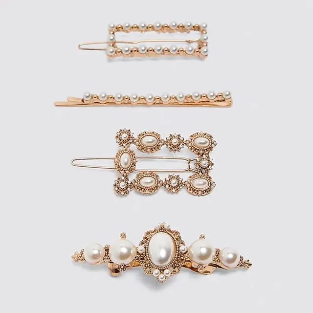 Japanese and Korean New Style Pearl Rhinestone Hairpin Women Gold - Shop at LoveMi