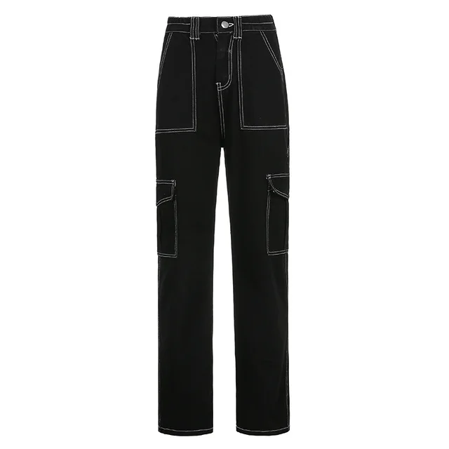 Loose Jeans With Open Line, High Waist, Straight Leg Blue - Shop at LoveMi