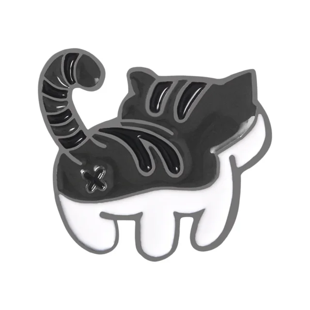 Cartoon Tiger Cat Cocked Butt Back View Brooch Black - Shop at LoveMi