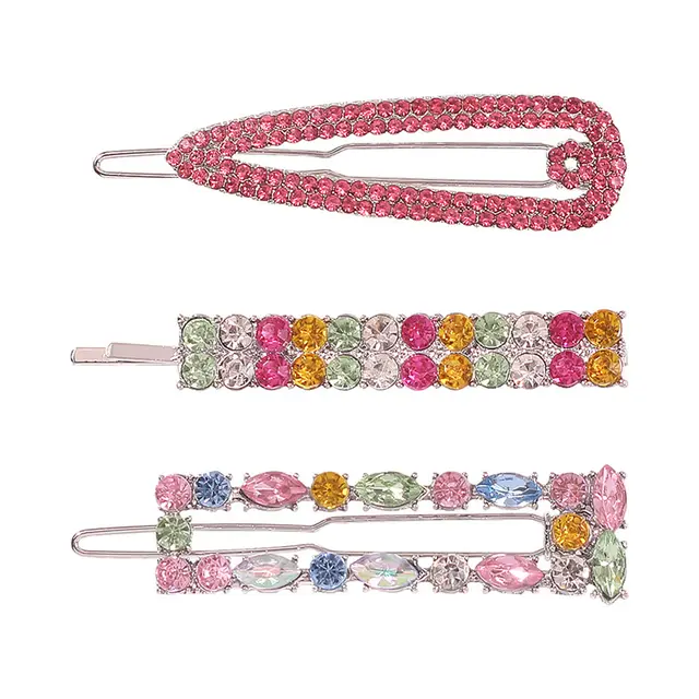 Fashion Simple Style Geometric Color Diamond Hair Clip Set Colorful - Shop at LoveMi