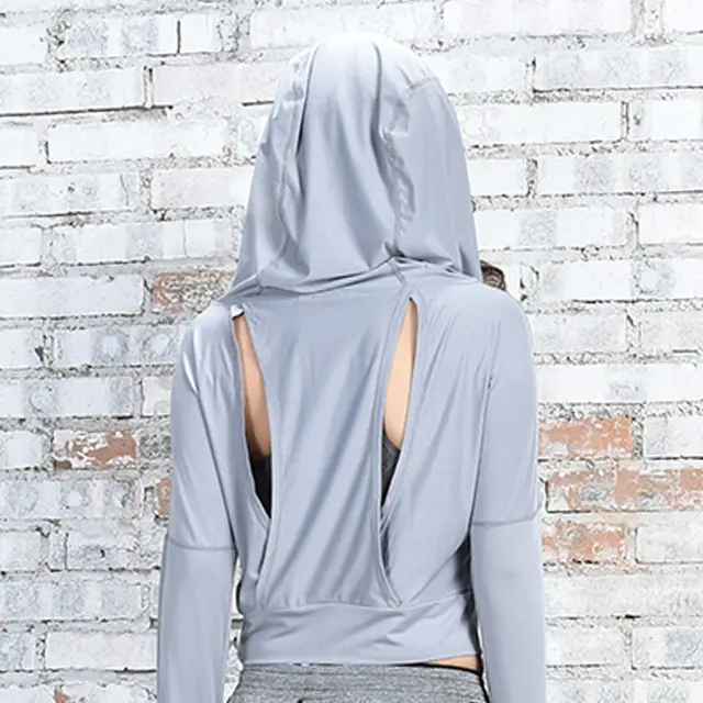 Breathable And Quick Drying Short Coat Sports Running Yoga Wear Women Grey - Shop at LoveMi