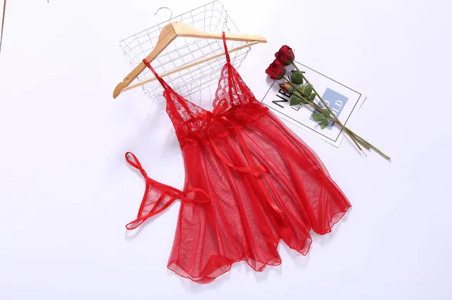 Sexy Lingerie Sexy Lingerie Front Slit Nightdress Red - Shop at LoveMi