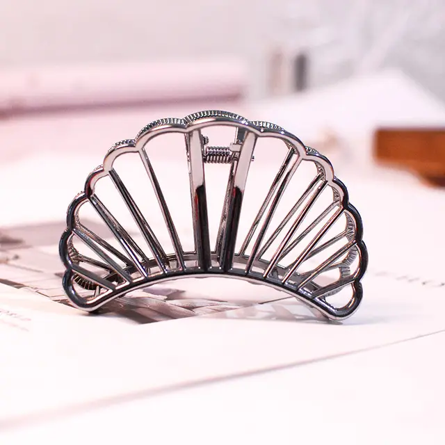 European and American Simple Alloy Medium and Large Shell Hairpin Black - Shop at LoveMi