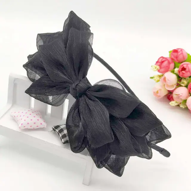 Spring And Summer Fashion Korean Big Bow Headband Black - Shop at LoveMi