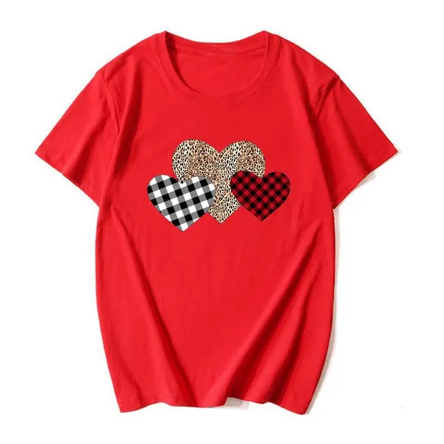 Printed Crew Neck Short Sleeve t Shirt Red - Shop at LoveMi
