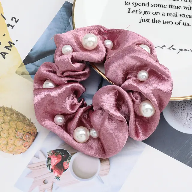 Fashionable Pure Color Super Glitter Fabric Cloth Inlaid Pearl Headgear Purple - Shop at LoveMi