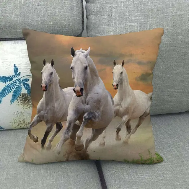 Flax Digital Printed Horse Pattern Pillowcase O - Shop at LoveMi