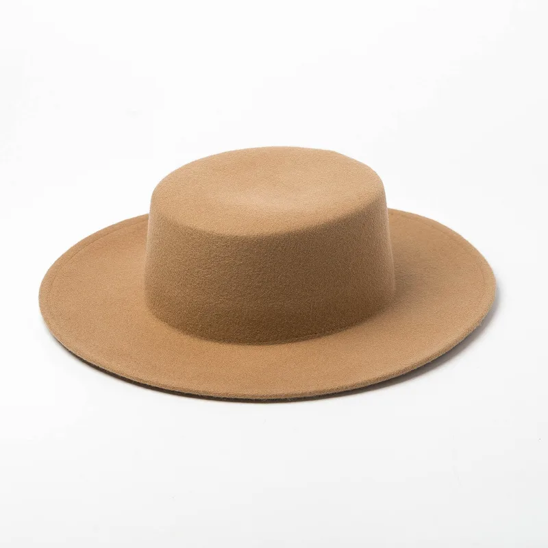 New Style Pure Wool Woolen Top Hat For Autumn And Winter - Brown