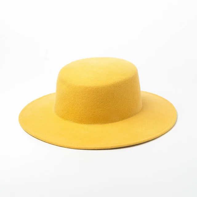 New Style Pure Wool Woolen Top Hat For Autumn And Winter Yellow - Shop at LoveMi