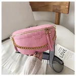 Womens Belt Bag PU leather Chain Fanny Pack Bananka Bag - Pink