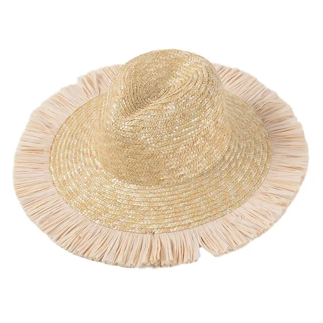 Fashion Big Brimmed Sun Visor Seaside Holiday Style Jazz Hat Beige - Shop at LoveMi