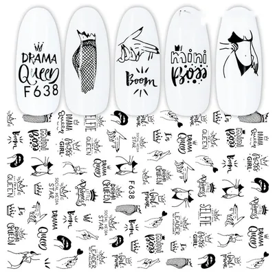 Black and White Flower Geometric Nail Sticker - Shop at LoveMi