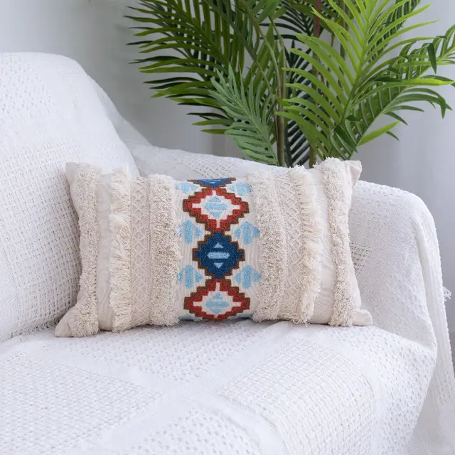 Tufted Throw Pillow Moroccan Fringed Waist Pillow Case - Shop at LoveMi
