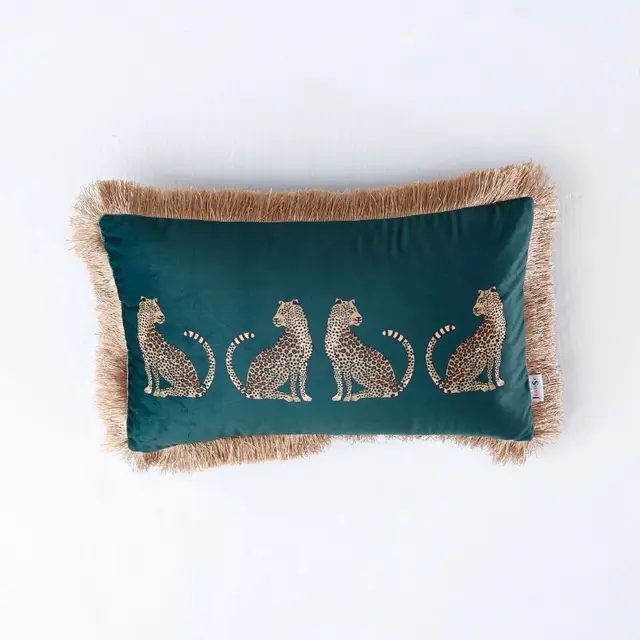 Digital Printing Tassel Sofa Cushion Cover Green - Shop at LoveMi