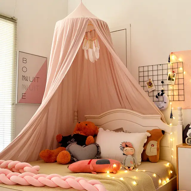 Baby Cot Around Bedside Decoration Shading Dome Mosquito Net Light Pink - Shop at LoveMi