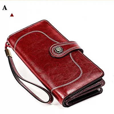Ladies Wallet Long Cowhide Soft Leather Red - Shop at LoveMi