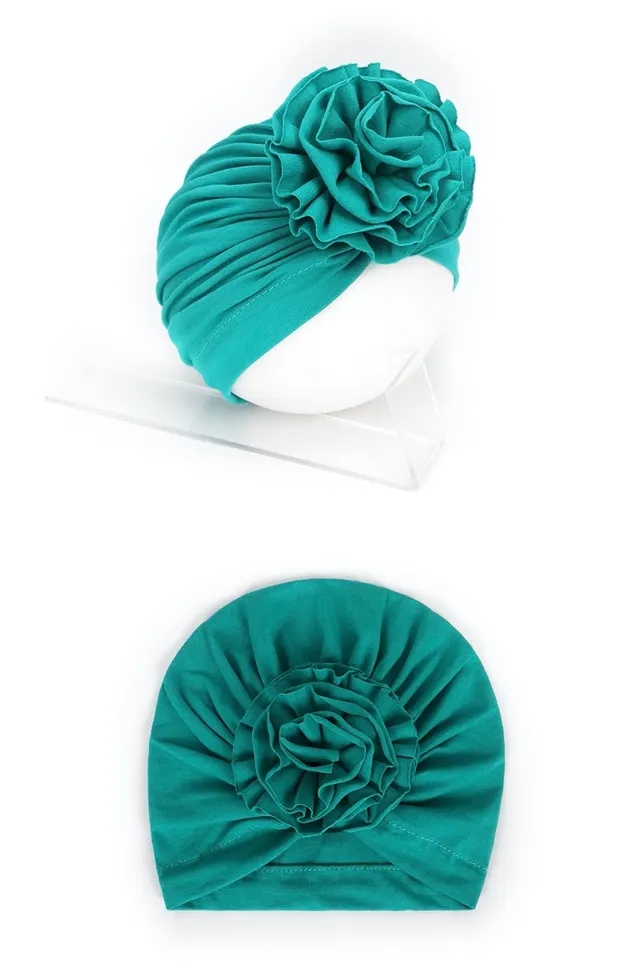 NEW Bloom Flower Baby Headband Knot Toddler Headwrap Elastic Infant Turban Bullet Fabric Infant Beanie Cap Hair Accessories Green - Shop at LoveMi