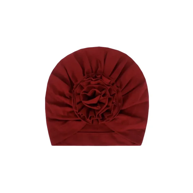 NEW Bloom Flower Baby Headband Knot Toddler Headwrap Elastic Infant Turban Bullet Fabric Infant Beanie Cap Hair Accessories Wine Red - Shop at LoveMi