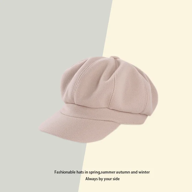 All Match British Vintage Woolen Painter Octagonal Hat Beige - Shop at LoveMi