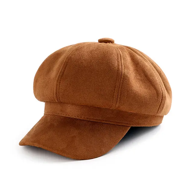 All Match British Vintage Woolen Painter Octagonal Hat Camel - Shop at LoveMi