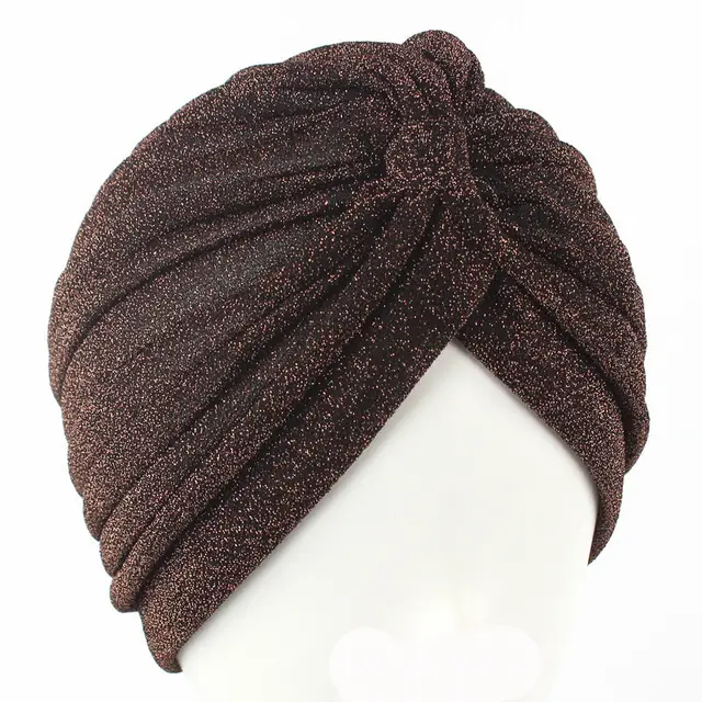 New Gold Bright Silk Indian Hat Turban Hat Coffee - Shop at LoveMi