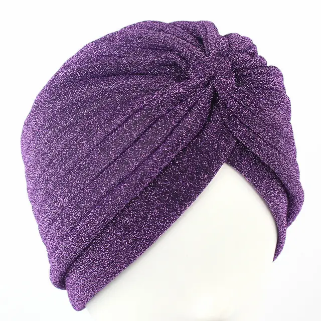 New Gold Bright Silk Indian Hat Turban Hat Purple - Shop at LoveMi