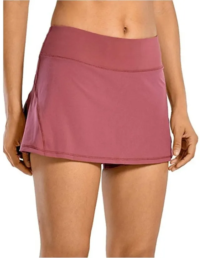 Sports Tennis Skirt Pants Mid Waist Pleated Shorts Sports Skirt Red - Shop at LoveMi
