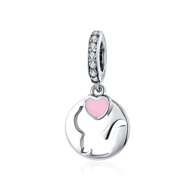 Cute Cat Fashion 925 Sterling Silver Pendant DIY Jewelry Accessories Silver - Shop at LoveMi