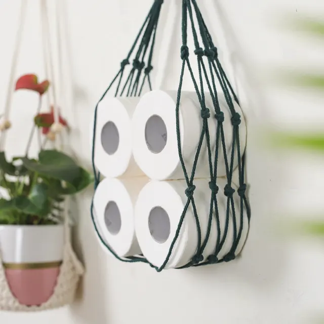 Paper Roll Cotton Rope Storage Hanging Bag Green - Shop at LoveMi