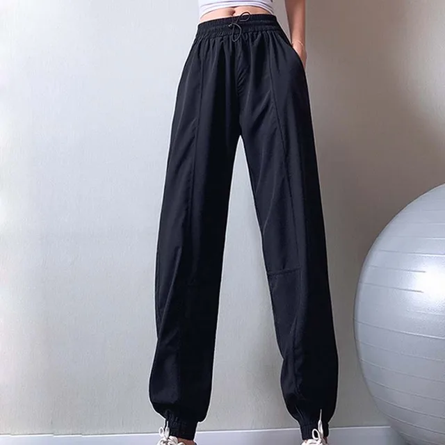 Women's Fashion Trousers Running Thin Loose Track Pants Black - Shop at LoveMi