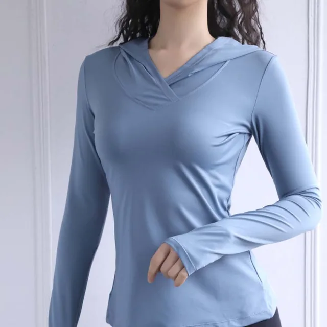Fashion Women's Long Sleeve Yoga Workout Clothes Blue - Shop at LoveMi