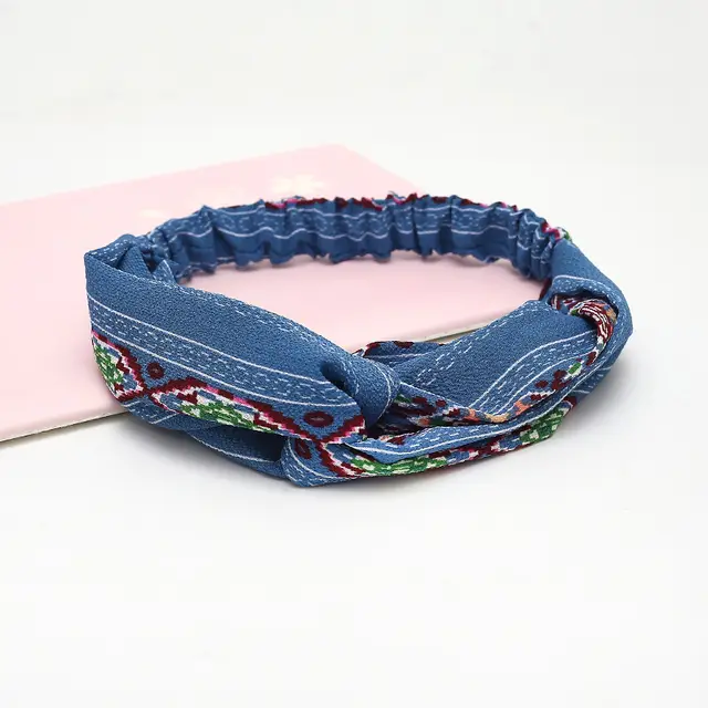 Cross Elastic Headband Chiffon Silk Headband Blue - Shop at LoveMi