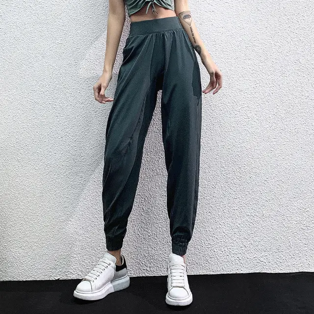 High Waist Harem Long Running Quick Drying Fitness Pants Dark Green - Shop at LoveMi