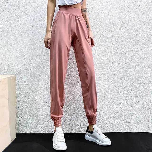 High Waist Harem Long Running Quick Drying Fitness Pants Pink - Shop at LoveMi