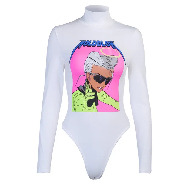 High neck Temperament Women's Tight fitting Long sleeved Bottoming T shirt White - Shop at LoveMi