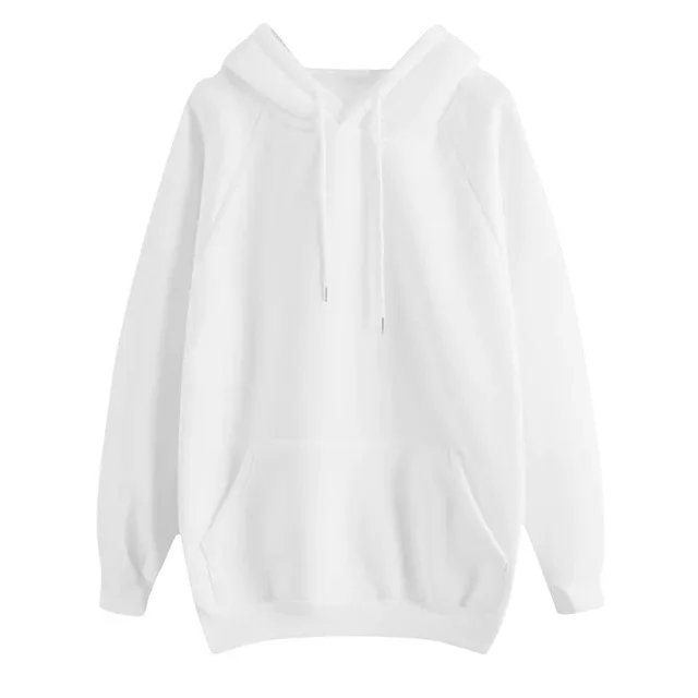Women's Solid Color Blank Hooded Sweater White - Shop at LoveMi