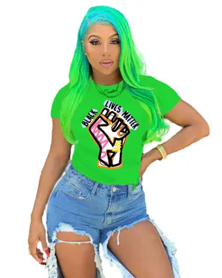 Fashion Casual Women's Cartoon Print T-Shirt - Green