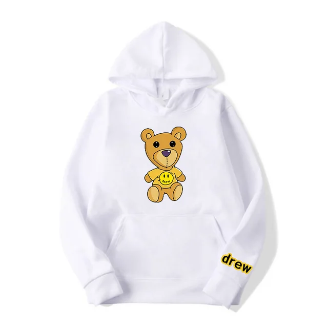 Fashion Street Casual Bear Sweater Hoodie White - Shop at LoveMi