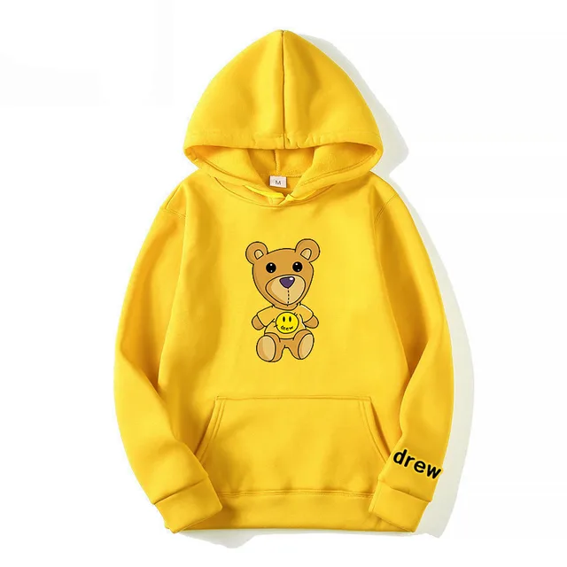 Fashion Street Casual Bear Sweater Hoodie Yellow - Shop at LoveMi